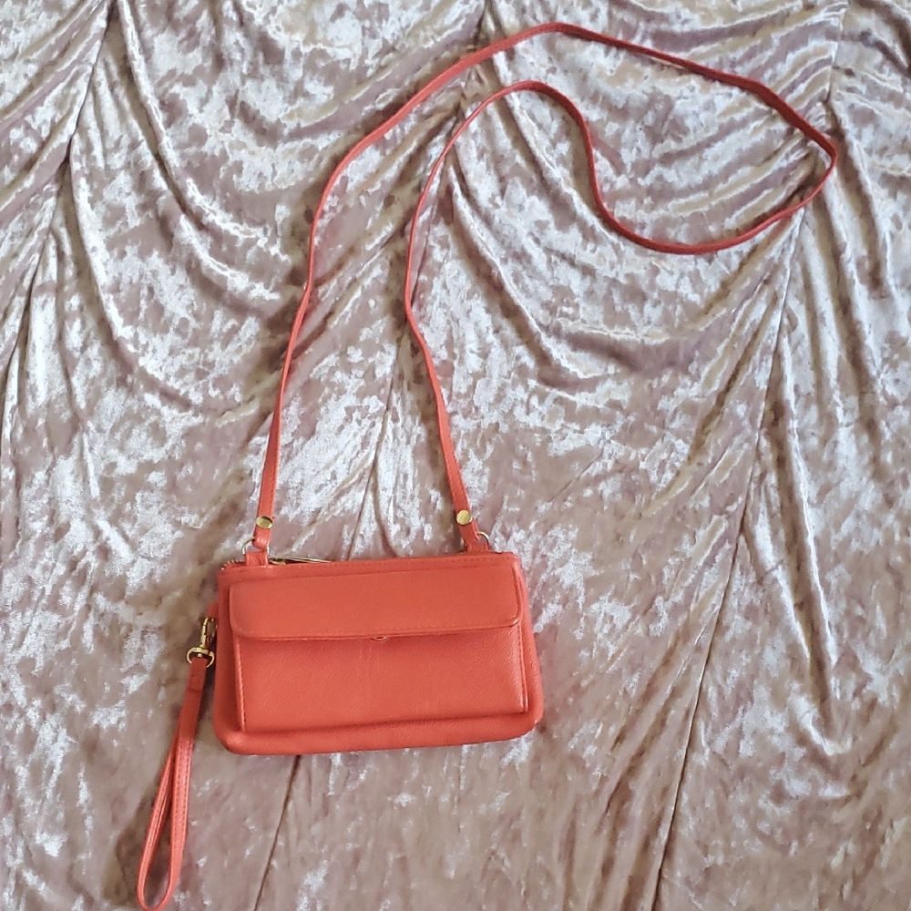 APT 9 PEACH WALLET PURSE CROSSBODY BAG FAUX LEATHER SAFE KEEPER RFID Blocking - Picture 1 of 5